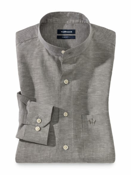 Stehkragen-Leinenhemd Schilf