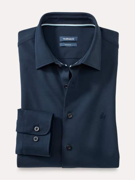 Comfort-Pique Hemd Marine