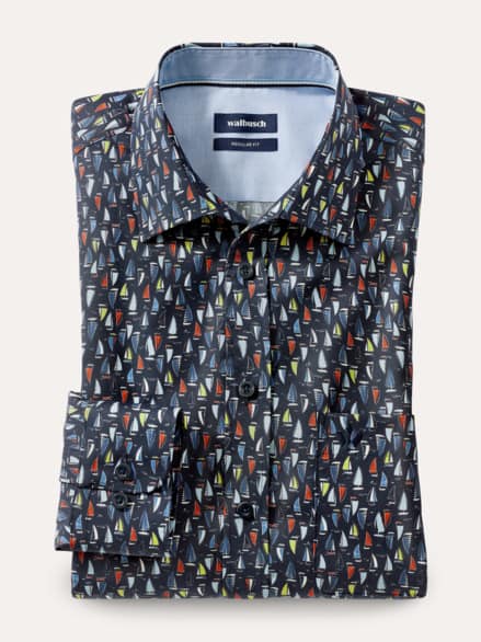 Extraglatt-Hemd Druck Marine