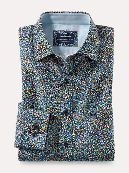 Extraglatt-Hemd Soft-Twill Druck Multi