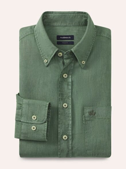 Pures Leinen Hemd Überfärber Oliv