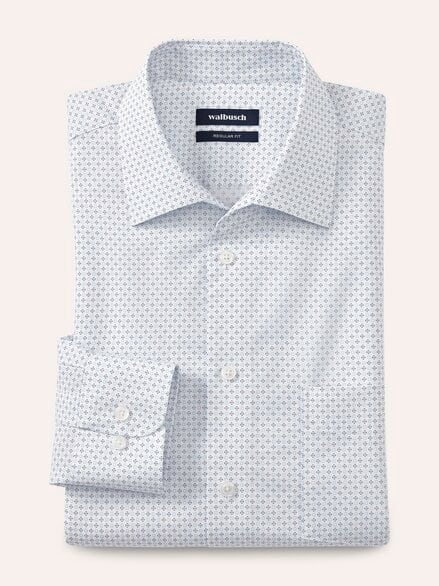 Extraglatt-Hemd Walbusch-Kragen Druck Weiß