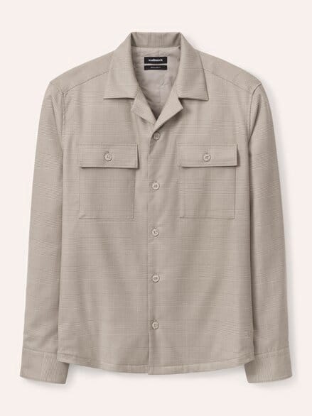 Gefüttertes Overshirt aus Flanell Karo Beige