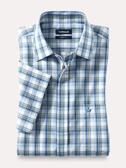 Extraglatt-Hemd Zip & Go Karo Weiß