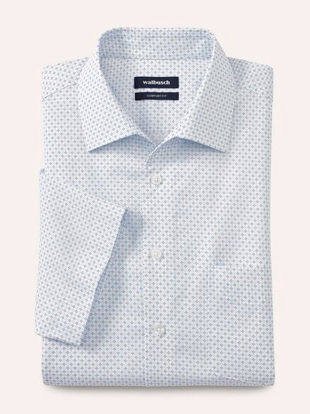 Extraglatt-Hemd Walbusch-Kragen Druck Weiß Extraglatt-Hemd Walbusch-Kragen Druck Weiß