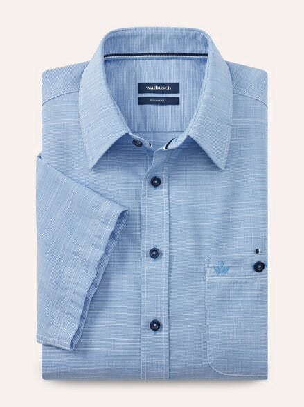 Tropical Kurzarm-Hemd Uni Bleu