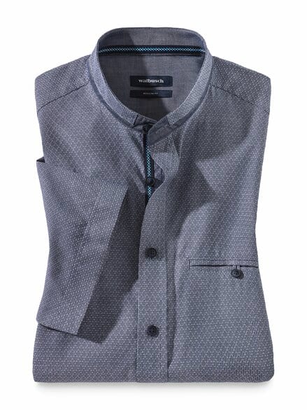 Kurzarm Struktur-Hemd Marine