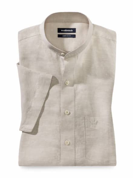 Stehkragen-Leinenhemd Natur Stehkragen-Leinenhemd Natur