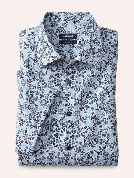 Extraglatt-Hemd Walbusch-Kragen Blätter Druck