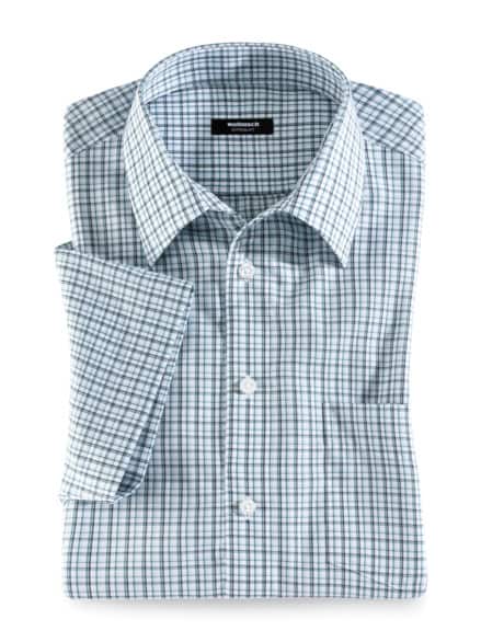 Extraglatt-Hemd Walbusch-Kragen Karo Weiß/Lagune Extraglatt-Hemd Walbusch-Kragen Karo Weiß/Lagune