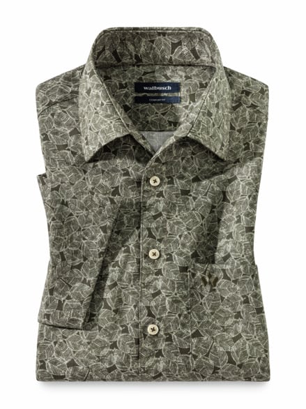 Extraglatt-Hemd Tropical Druck Blatt