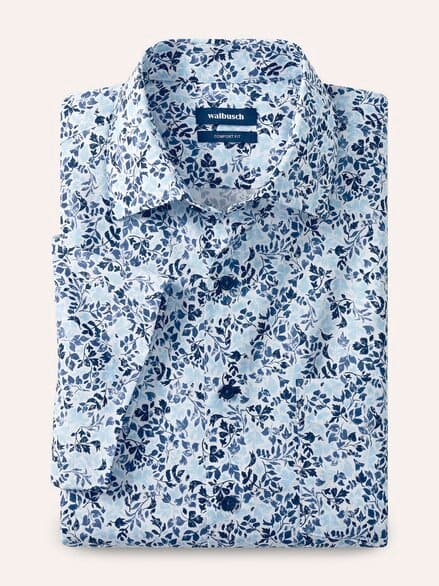 Extraglatt-Hemd Kent-Kragen Blätter Druck