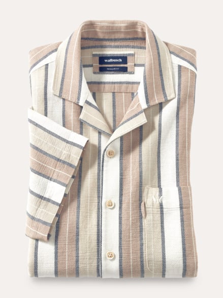 Baumwoll-Hemd Summer Breeze Streifen Natur