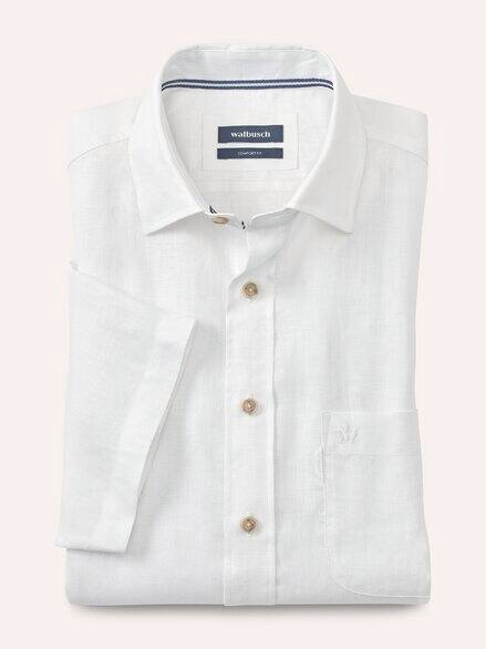 Pures Leinen Hemd Uni Weiß