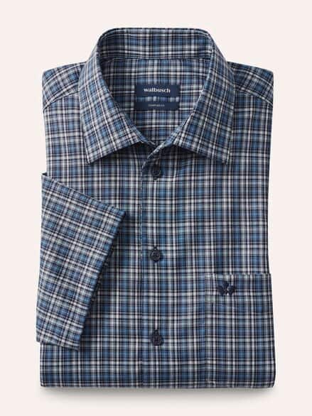 Extraglatt-Hemd Tropical Karo Marine