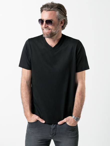 T-Shirt V-Ausschnitt Schwarz