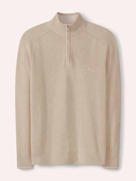 Gerippter Baumwoll-Troyer Natur