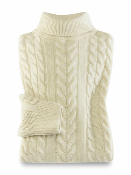 Aran-Zopfpullover Wollweiß