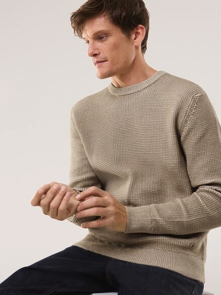 Strukturpullover Bicolor Sand