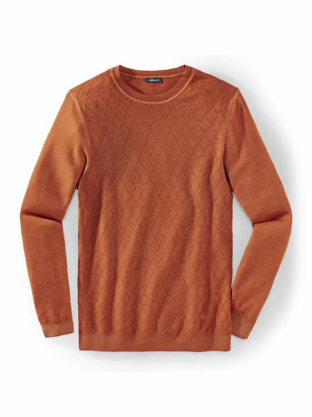 Strukturpullover Merino Extrafein Kürbis