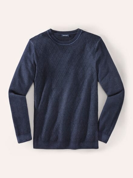 Strukturpullover Merino Extrafein Marine