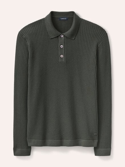 Strickpolo aus Baumwolle Oliv