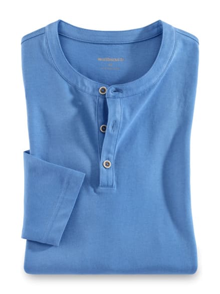 Henley-Shirt Mittelblau Henley-Shirt Mittelblau