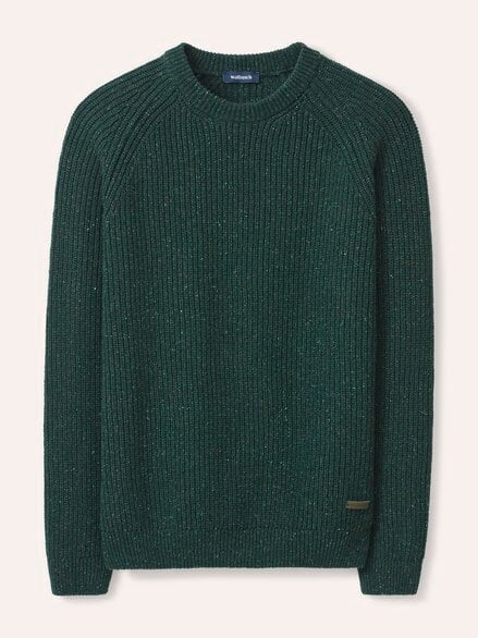 Rundhalspullover in Tweed Optik Oliv