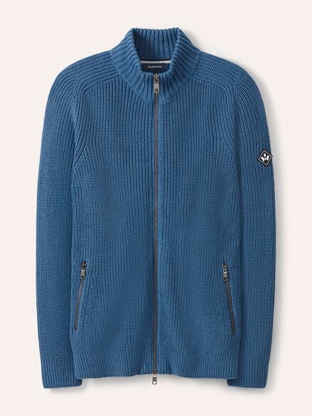 Zip-Jacke Patentstrick Rauchblau