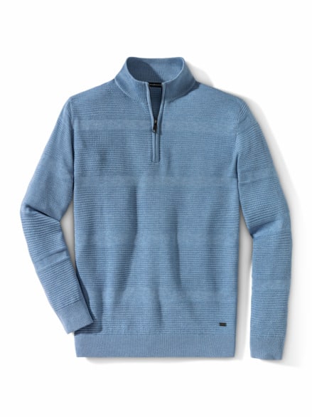 Strukturtroyer Pima Cotton Hellblau