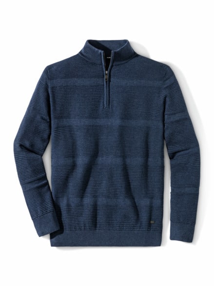 Strukturtroyer Pima Cotton Jeansblau