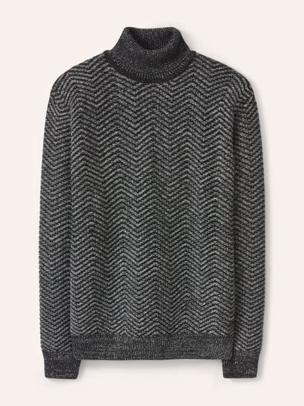Rollkragenpullover mit Fischgratm. Anthrazit