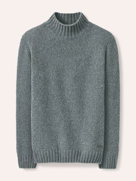 Stehkragen-Pullover in Boucle Optik Grau