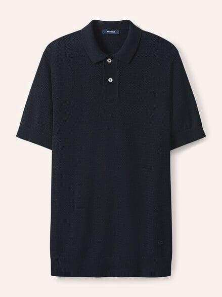 Strickpolo Klimastruktur Marine