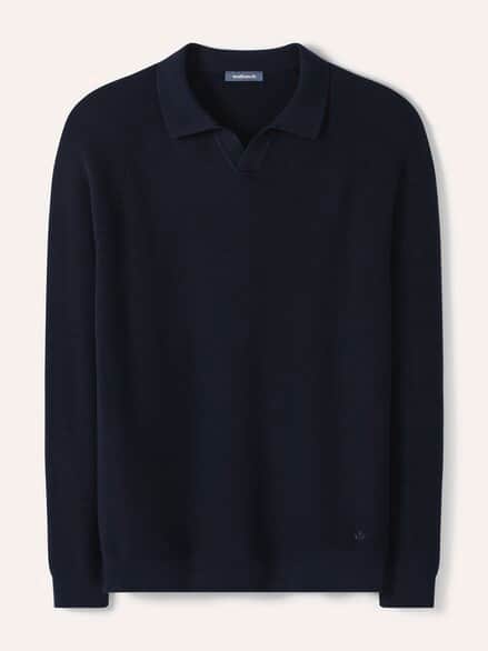 Gerippter Polopullover Marine