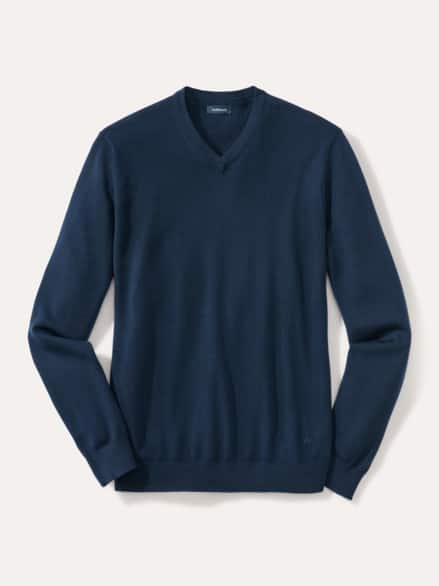 V-Pullover Merino Extrafein Marine