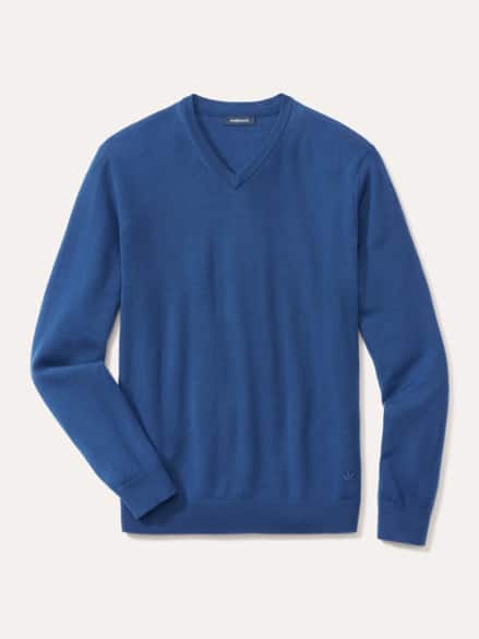 V-Pullover Merino Extrafein Königsblau V-Pullover Merino Extrafein Königsblau