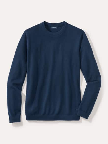 Rundhals-Pullover Merino Extrafein Marine