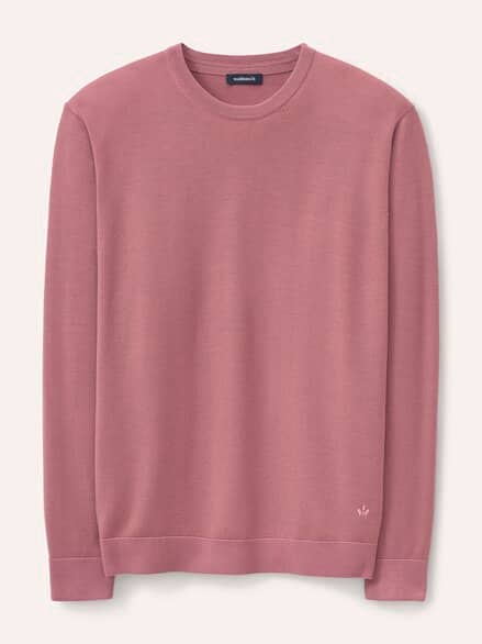 Rundhals-Pullover Merino Extrafein Rosenholz