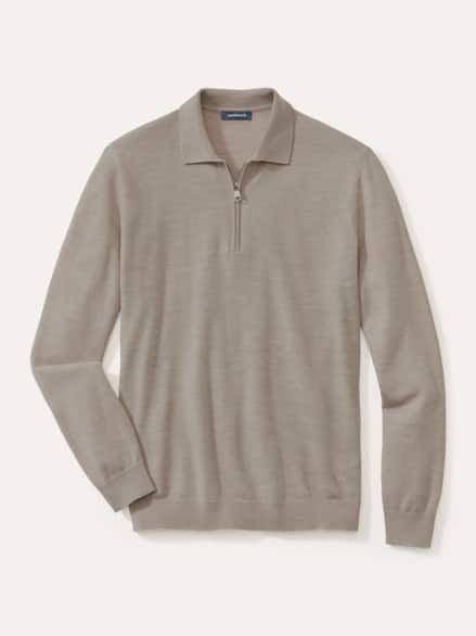 Polo-Pullover Merino Extrafein Natur Polo-Pullover Merino Extrafein Natur