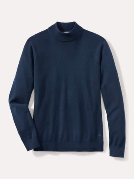 Stehbund-Pullover Merino Extrafein Marine