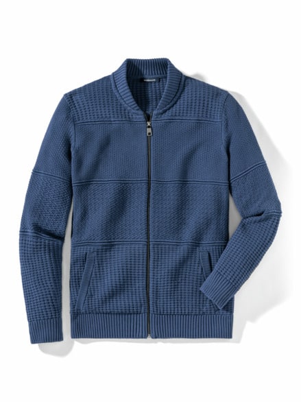 Zip-Jacke Strukturmix Mittelblau
