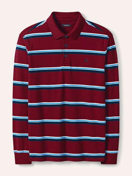 Streifen Polo Rot/Marine