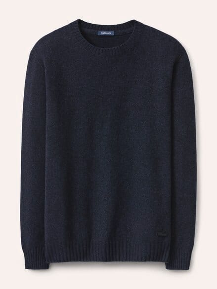 Lammwoll-Pullover Nahtlos Marine
