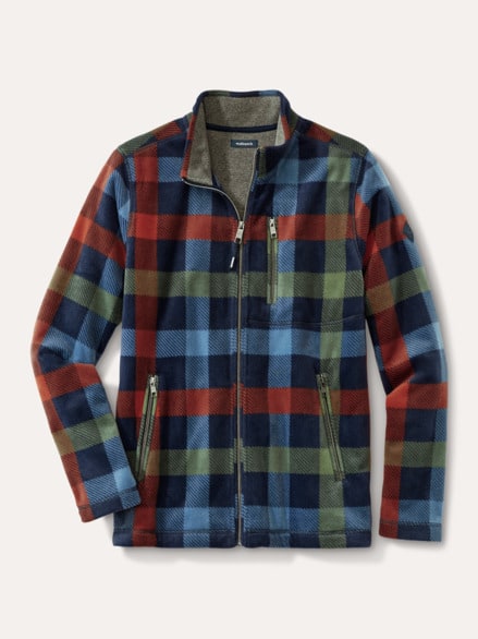 Huskyfleece Jacke Karo Marine