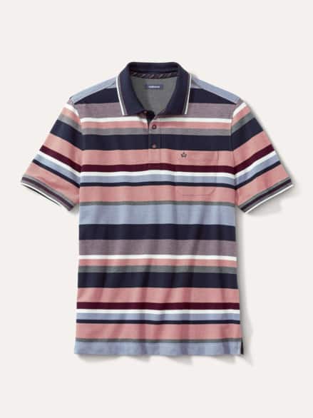 Extraglatt-Polo Bicolor Str.Multicolor