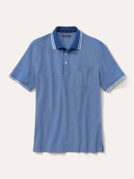 Extraglatt-Polo Bicolor Lichtblau