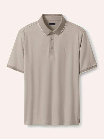Interlock Polo Streifen Sand Interlock Polo Streifen Sand