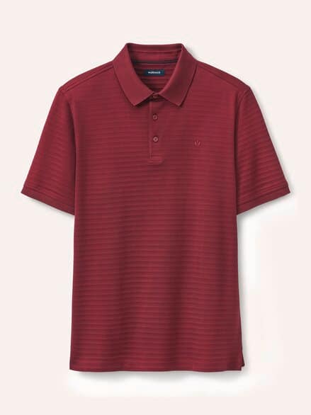 Strukturiertes Polo mit Kurzarm Burgund