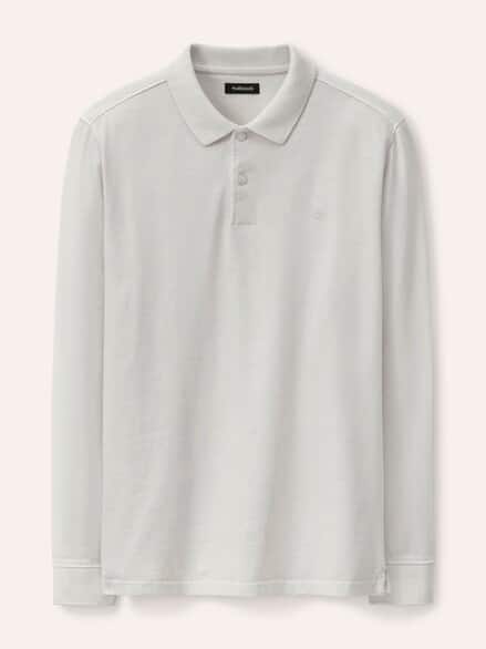 Langarmpolo aus weicher Baumwolle Offwhite